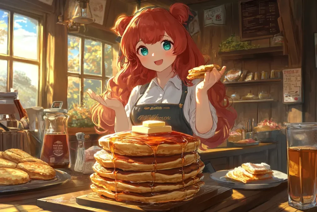 step-by-step illustration showing the preparation of cracker barrel pancake recipe, including mixing ingredients, pouring batter onto a griddle, and flipping pancake