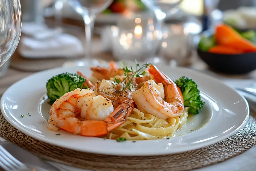 Multiple plates showcasing shrimp garlic recipe with butter served over pasta, rice, and fresh vegetables, highlighting its versatility.