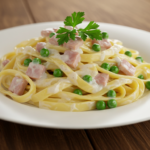 Fettuccine with Ham and Peas