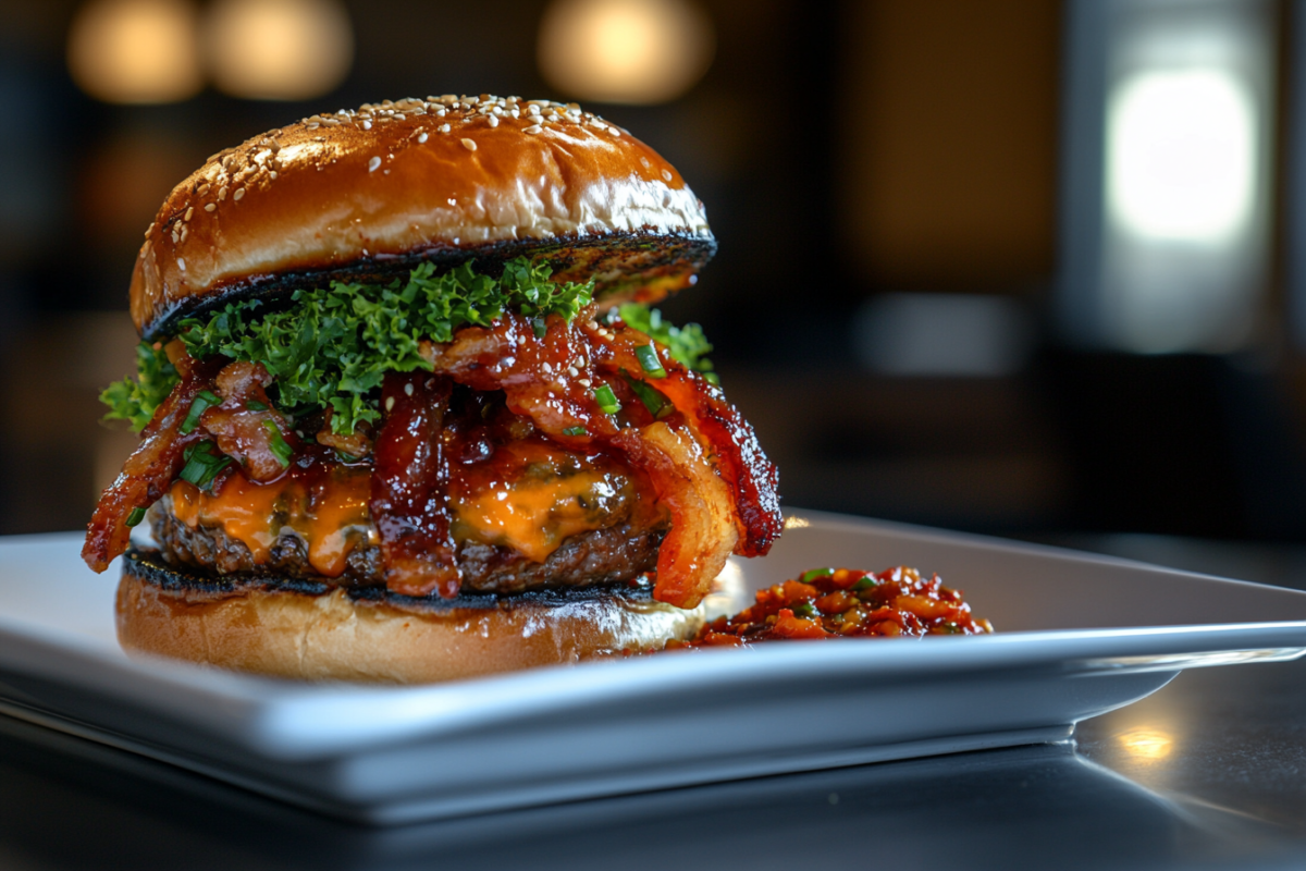 Gochujang Chicken Burgers with Kimchi Bacon Jam