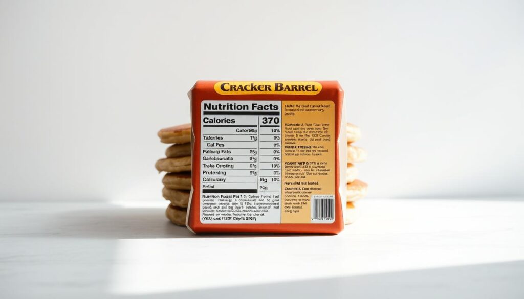 A meticulously styled still life of a Cracker Barrel restaurant's signature pancake nutrition label, shot with soft, diffused natural light against a clean, minimalist backdrop. The label's key nutritional information such as calories, carbohydrates, and protein is presented in a crisp, legible typeface, allowing the viewer to easily digest the data. The composition emphasizes simplicity and clarity, with the label positioned centrally and free of any distracting elements. An atmospheric, documentary-style aesthetic evokes a sense of authenticity and transparency, perfectly suited to illustrate the "Nutritional Information" section of the "Easy Cube Steak Crock Pot Recipe" article.