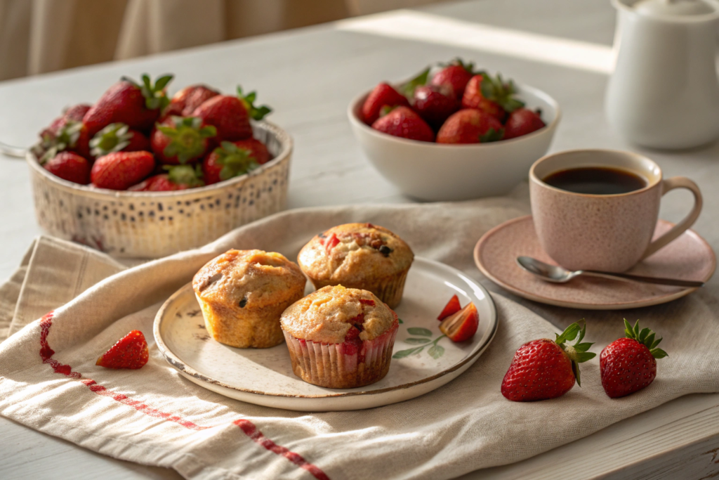 Bakery-Style Strawberry Muffins That Are Bursting with Fresh Flavor
