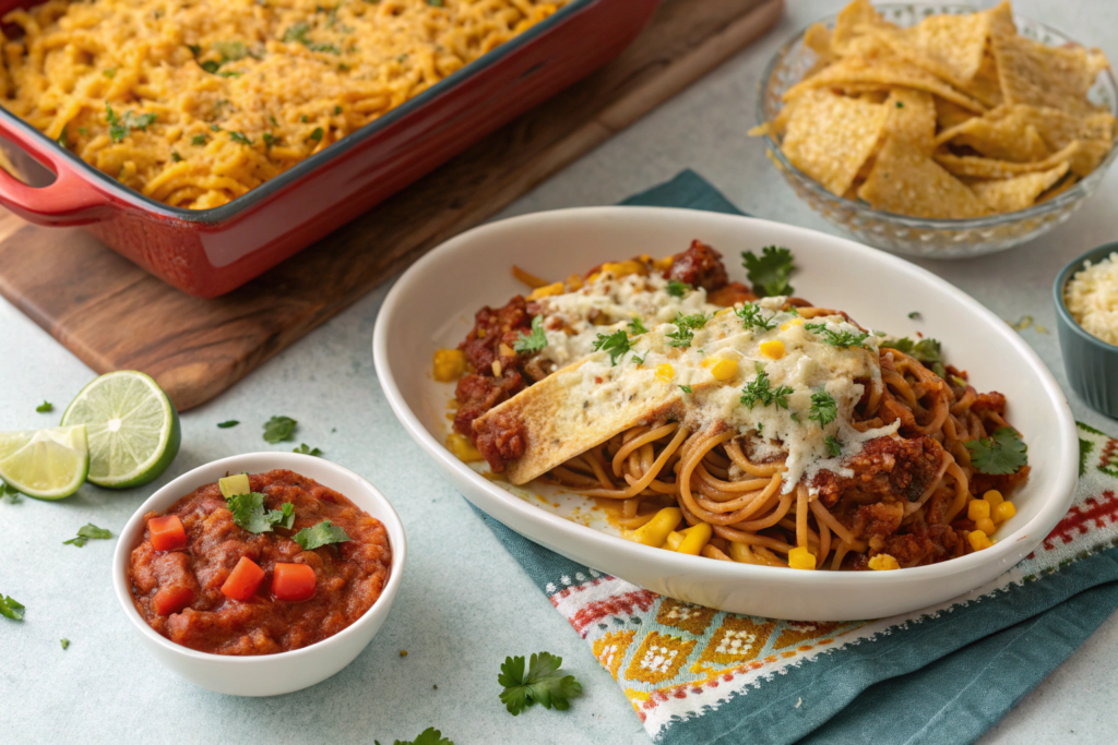 Cheesy Taco Spaghetti Bake Recipe