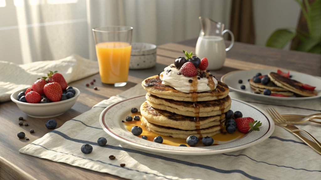Fluffy Banana Chocolate Chip Pancakes