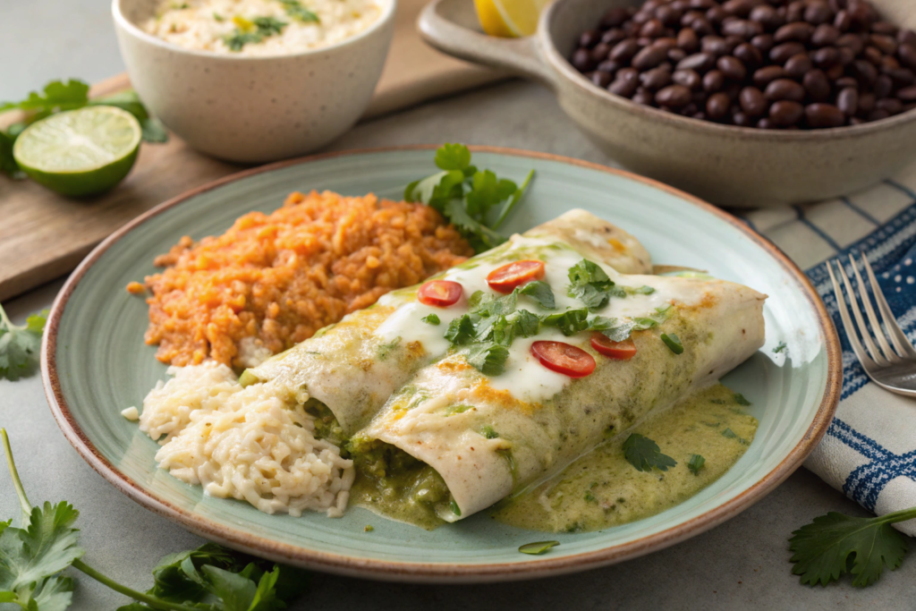 Creamy Green Chile Chicken Enchiladas