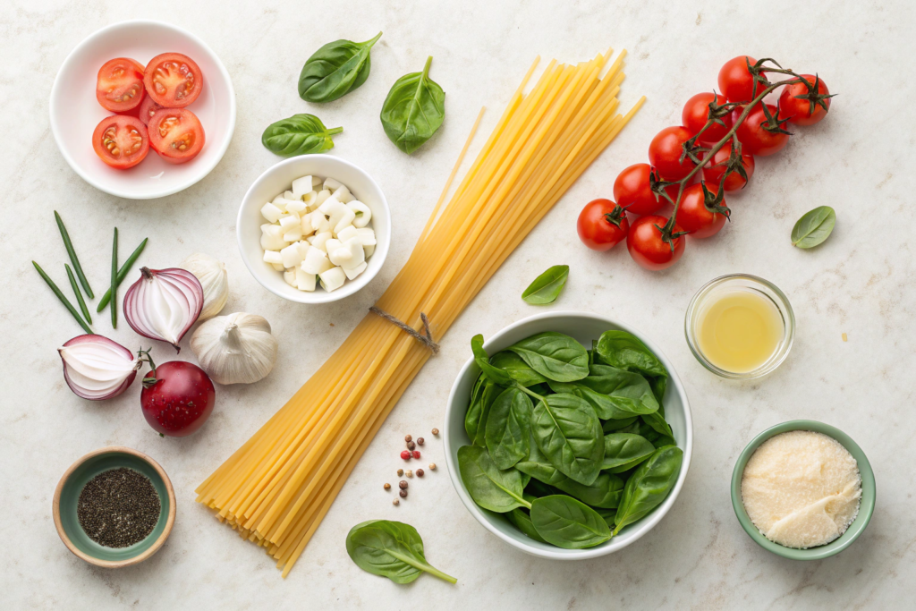 One Pot Creamy Tomato Spinach Spaghetti Recipe