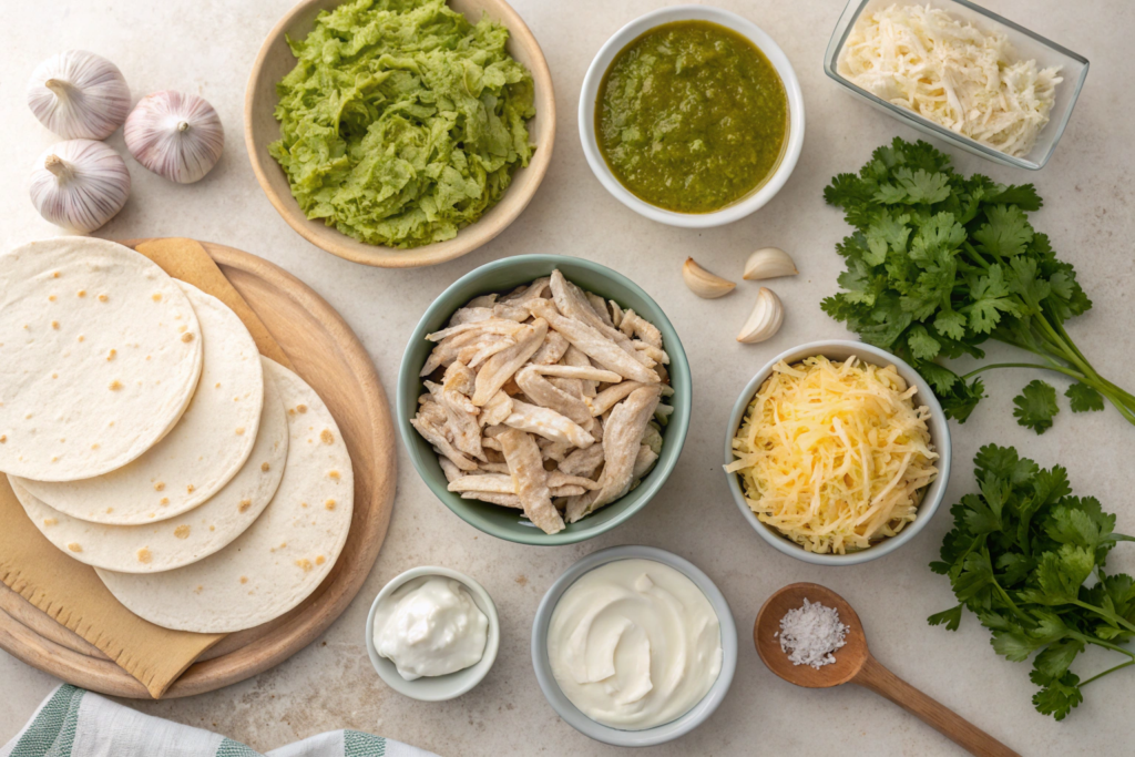 Creamy Green Chile Chicken Enchiladas