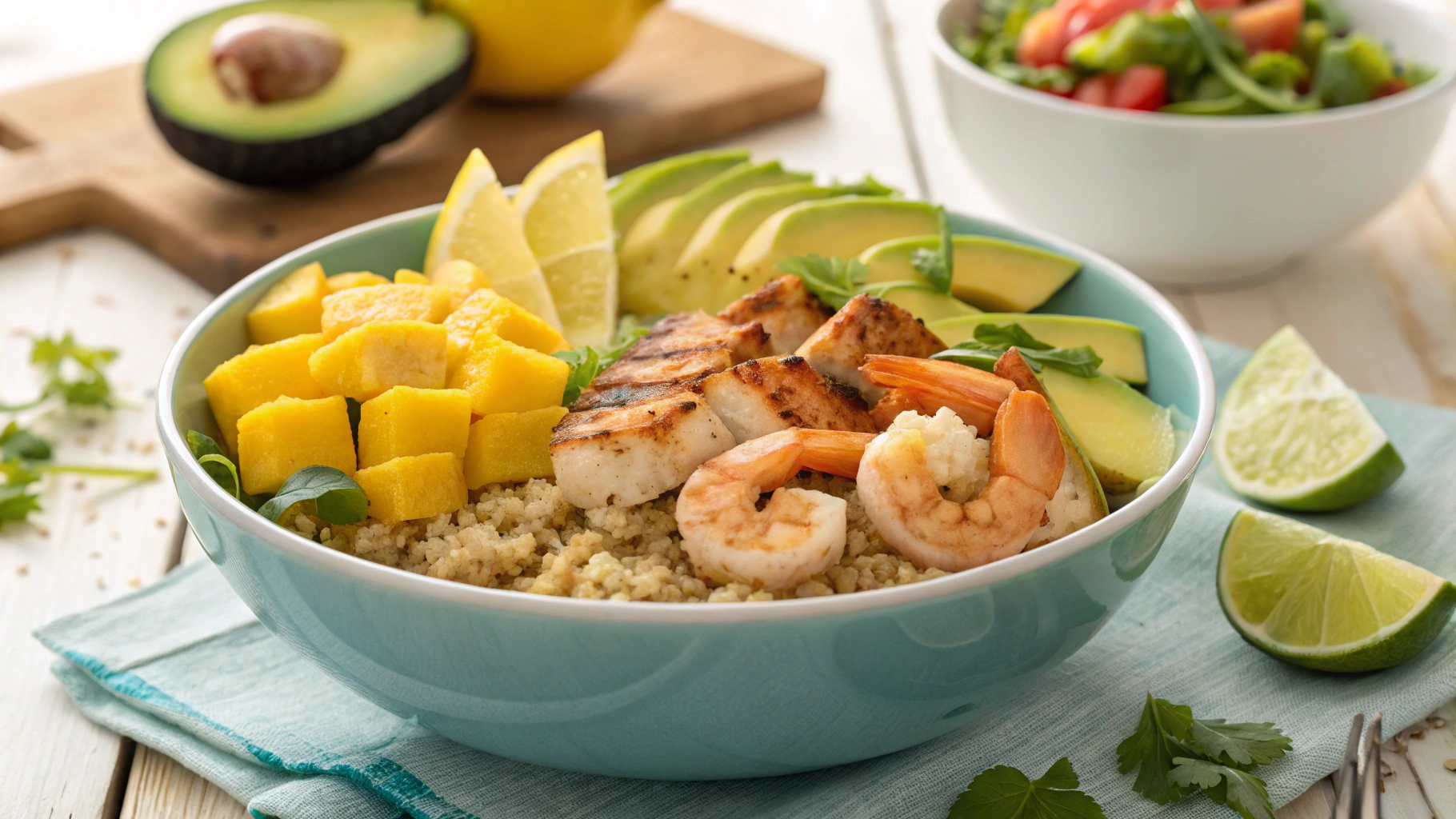 Tropical Protein Boost Bowl Recipe – Fresh Mango, Shrimp & Chicken