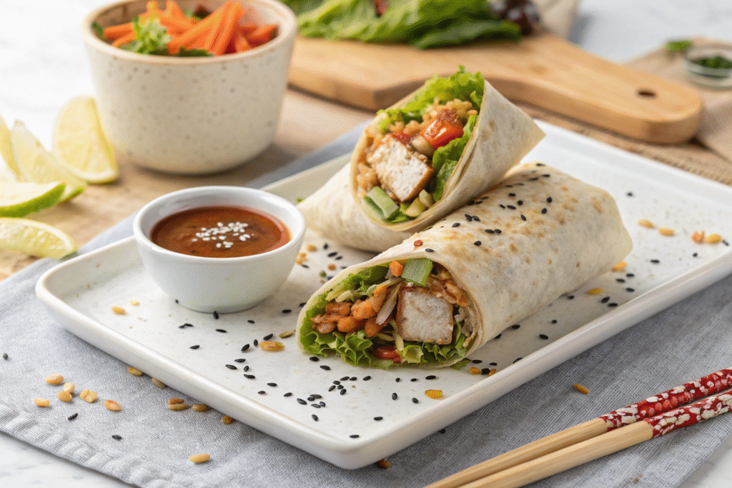 Crispy Asian Chicken Wraps Recipe – Oven-Baked Sweet & Spicy Lunch Perfection