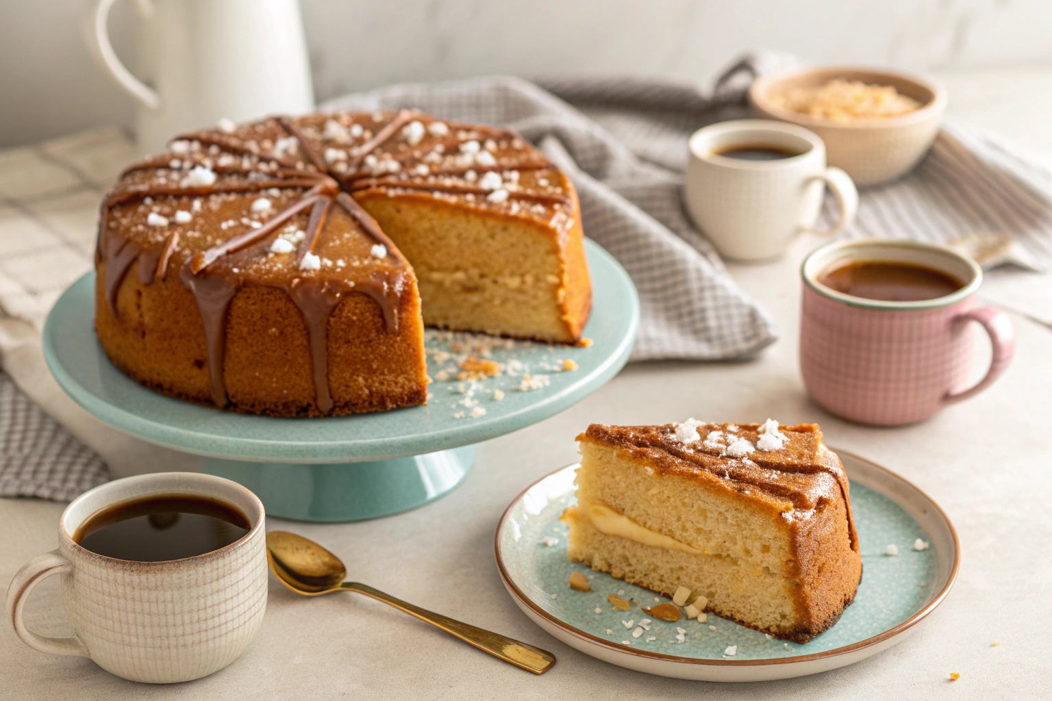 Salted Caramel Butter Cake with Cream Cheese Frosting