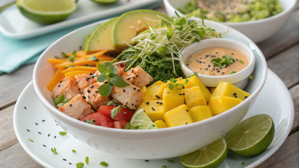 Tropical Protein Boost Bowl Recipe – Fresh Mango, Shrimp & Chicken