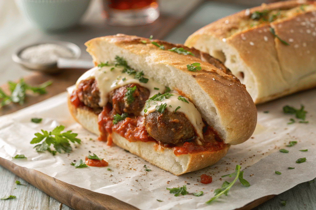 Meatball Sub Recipe – Juicy Homemade Meatballs on Toasted Hoagie Rolls