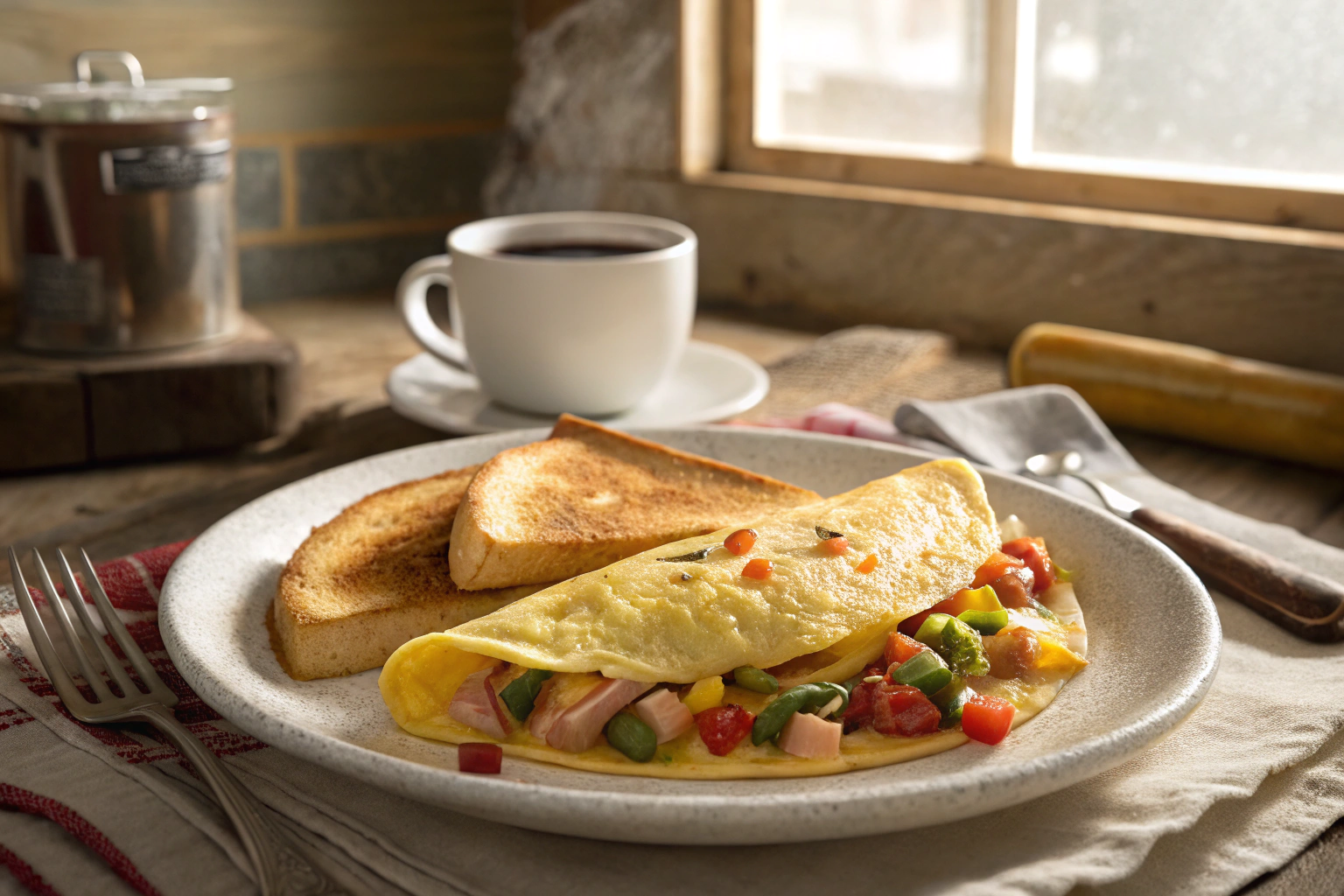 Western Omelette Recipe – Classic Breakfast with Ham, Peppers & Cheese